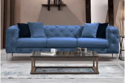 Manor House Velour Sofa & Fløyel Sofa-Beachport Sofa 3-seters Blå