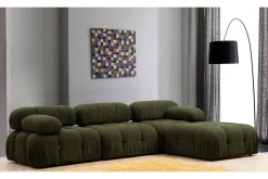 Andrarum Sofa Med Sjeselong-Belgin Boblende Divansofa 3-seter 288 cm Grønn