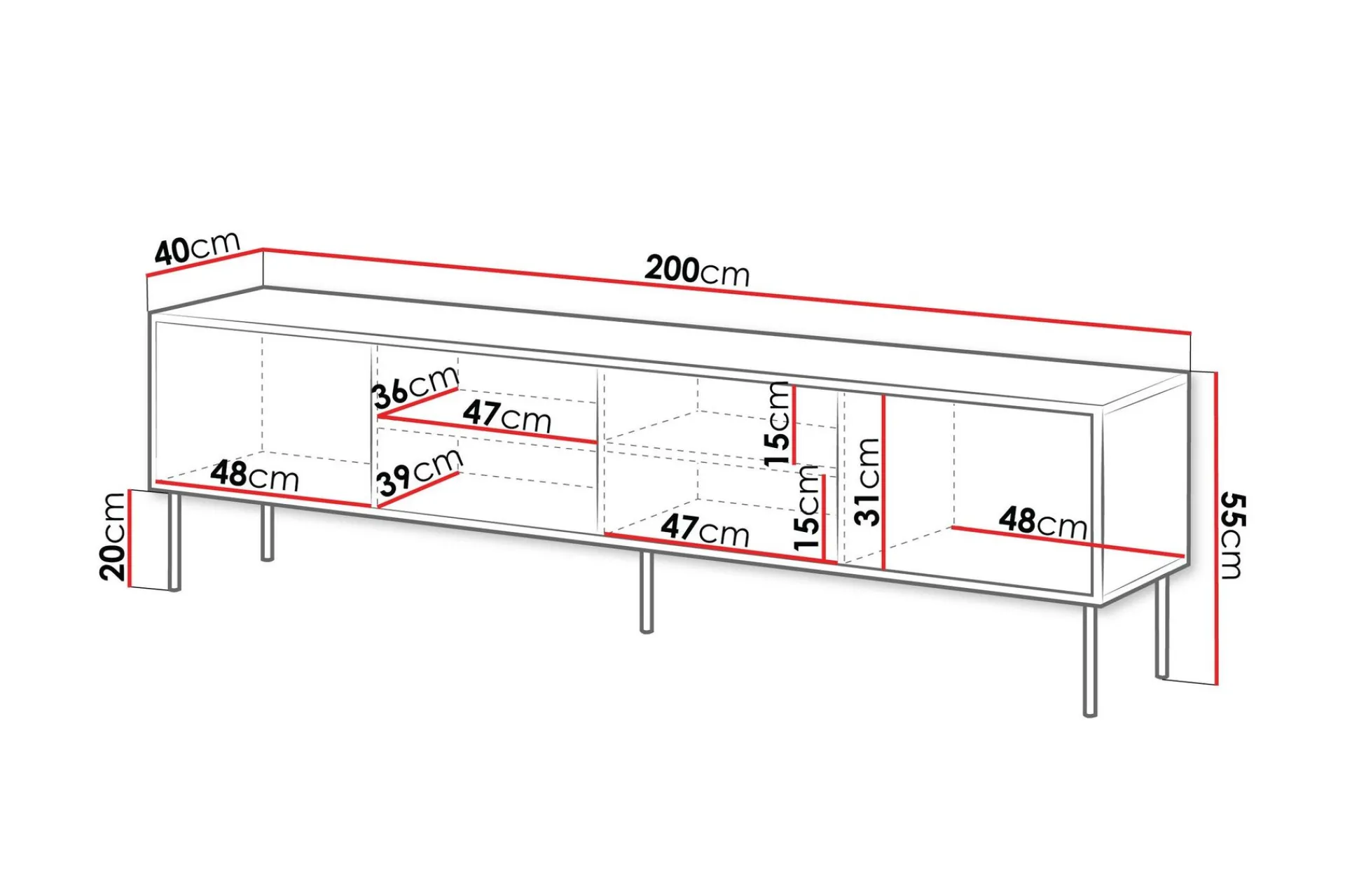Belonger TV-benk 200 cm