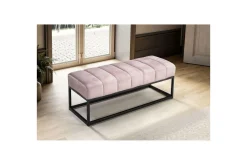Wohnling Entrebenk|Benk-Benke fløyelstrukket moderne quiltet elegant metallramme Rosa Rosa,Svart