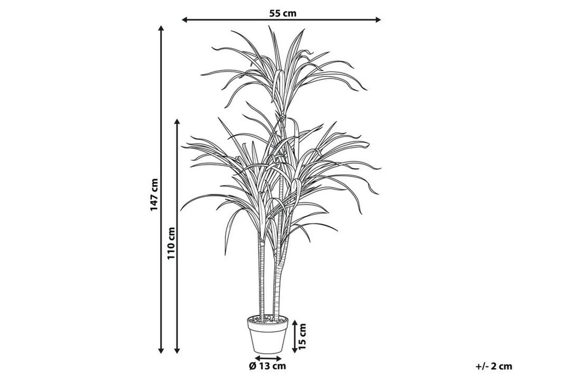 Kunstige Planter-Berden Kunstig potteplante 147 cm Dracaena anita Grønn