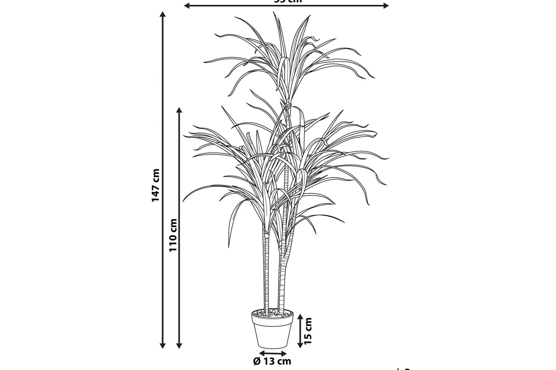 Kunstige Planter-Berden Kunstig potteplante 147 cm Dracaena anita Grønn