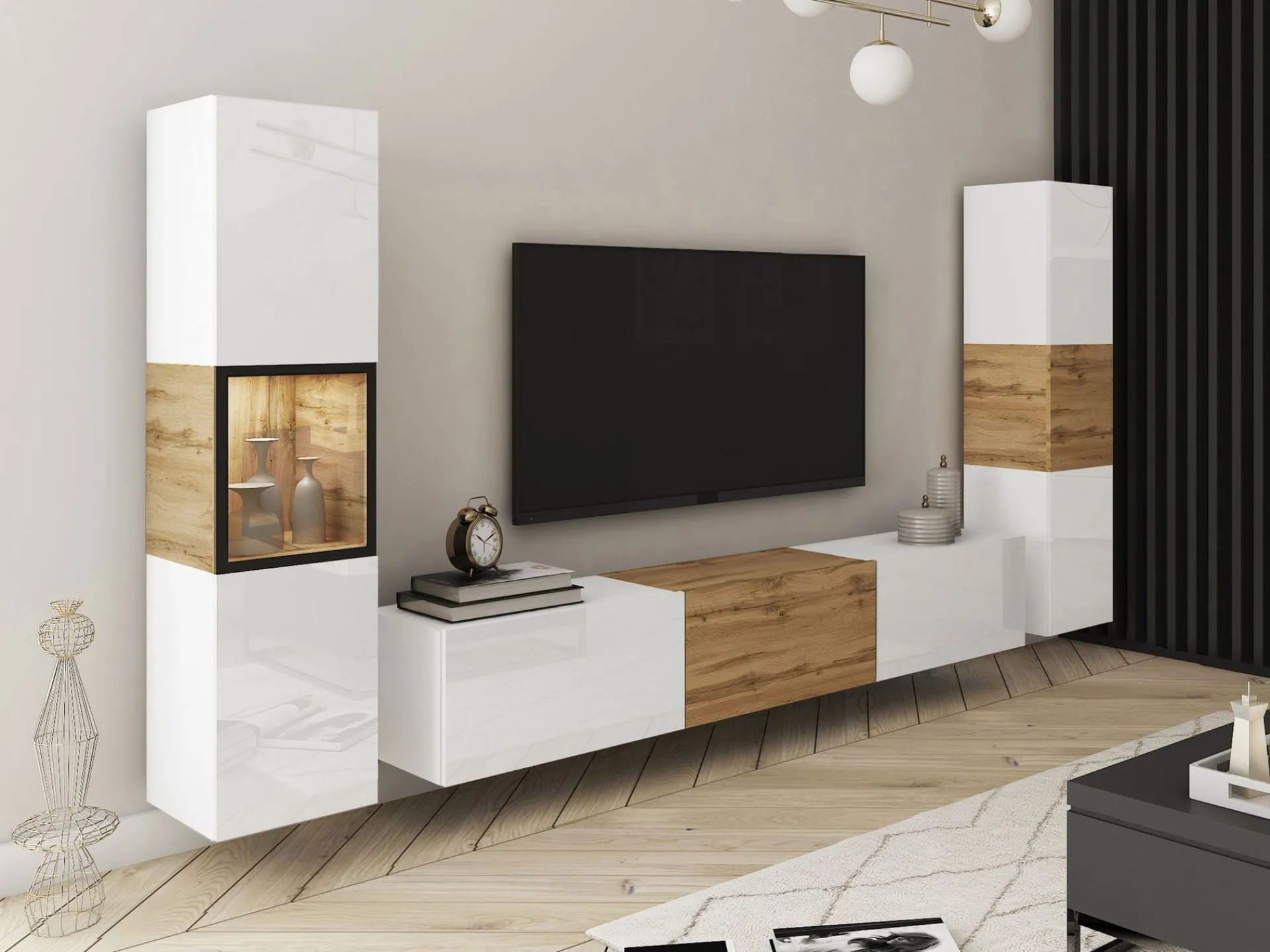 Bergfelde TV-enhet 3 deler med Belysning