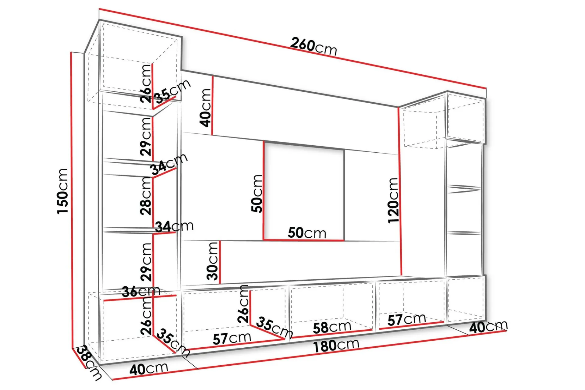 Bernice Tv-Skap 260x38 cm