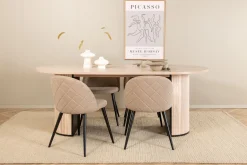 Venture Home Spisegrupper-Biana Spisegruppe 200 cm Oval inkl. 4 Velvets Stoler Beige