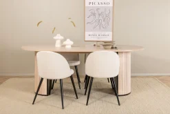 Venture Home Spisegrupper-Biana Spisegruppe 200 cm Oval inkl. 4 Valera Cordfløyelstole Beige