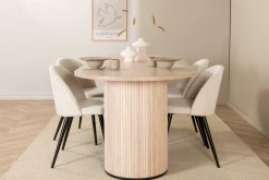 Venture Home Spisegrupper-Biana Spisegruppe 200 cm Oval inkl. 4 Valera Cordfløyelstole Beige