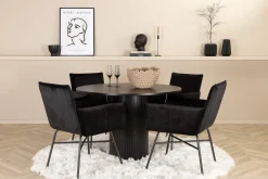 Venture Home Spisegrupper-Bianca Rundt Spisebord med 4stk Pippi Spisestol Svart