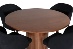Venture Home Spisegrupper-Bianca Spisegruppe 110 cm Rund med 4 Arch Stoler Svart,Natur