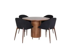 Venture Home Spisegrupper-Bianca Spisegruppe 110 cm Rund med 4 Arch Stoler Svart,Natur