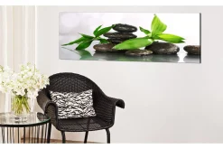 Lerretsbilder|Lerretsbilder-Bilde Spa Bamboo And Stones 150x50 Hvit,Grønn