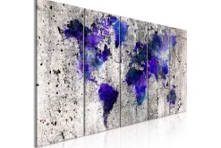 Lerretsbilder|Lerretsbilder-Bilde World Map Ink Blots 5 Parts Narrow 225x90
