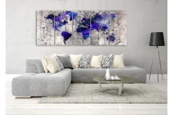 Lerretsbilder|Lerretsbilder-Bilde World Map Ink Blots 5 Parts Narrow 225x90