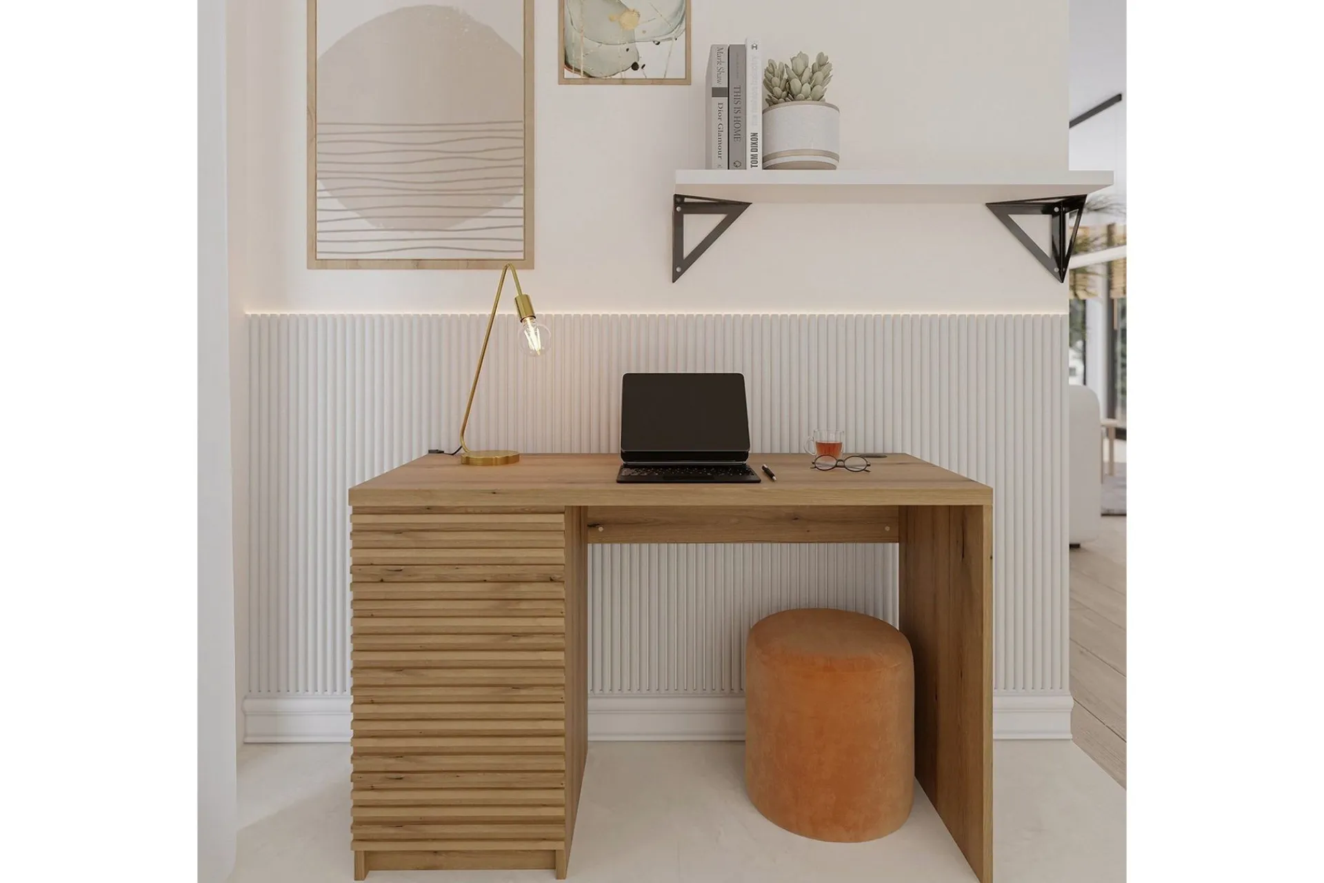 Kontorbord-Bisett Skrivebord 120x60 cm Brun
