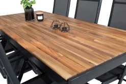Venture Home Spisegrupper Hage-Bois Spisegruppe 200cm + 6 Break Posisjonsstoler Svart/Grå