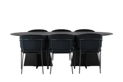 Venture Home Spisegrupper-Bootcut Matgruppe 230 cm Oval med 6 Selma Stoler Svart