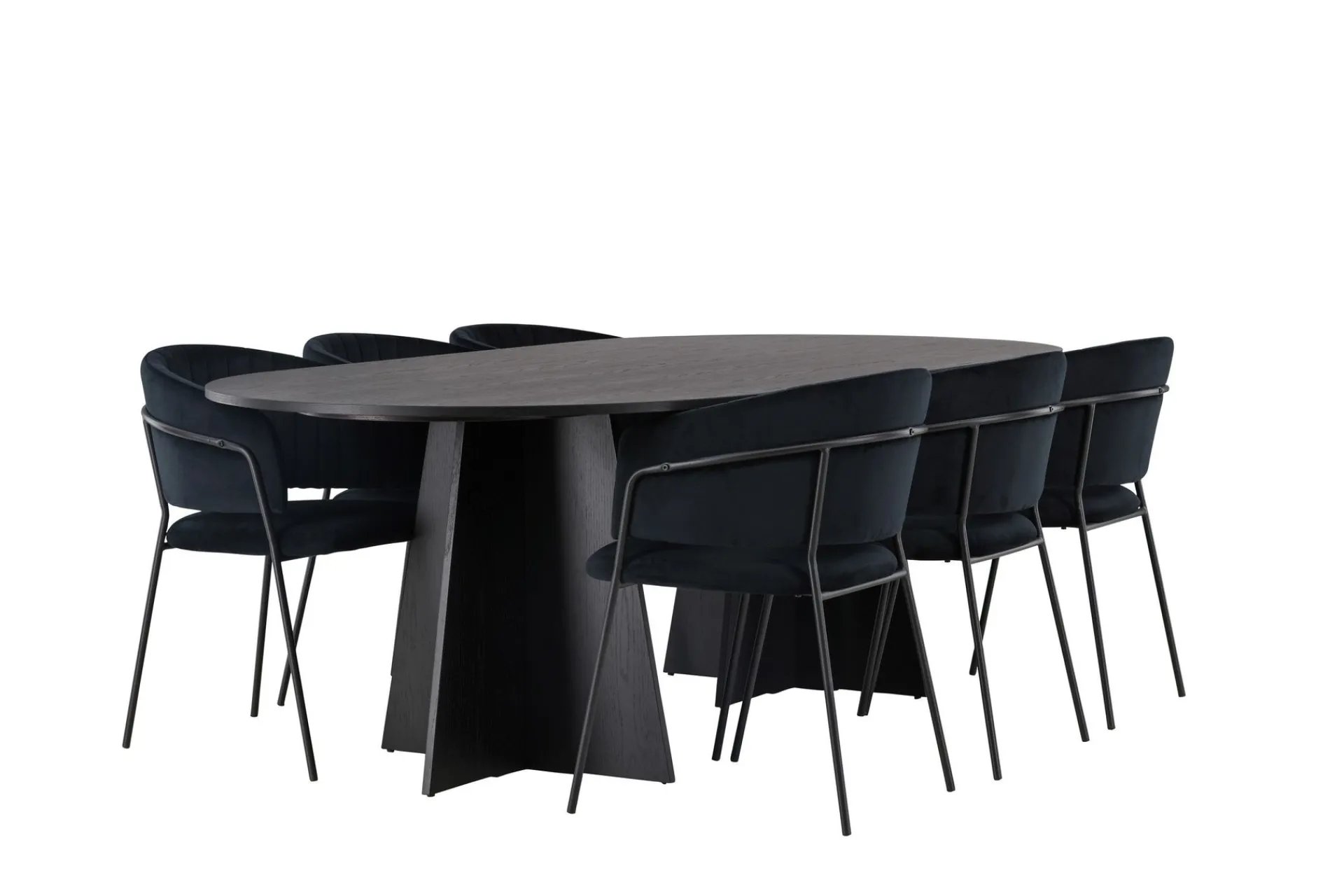 Venture Home Spisegrupper-Bootcut Matgruppe 230 cm Oval med 6 Selma Stoler Svart