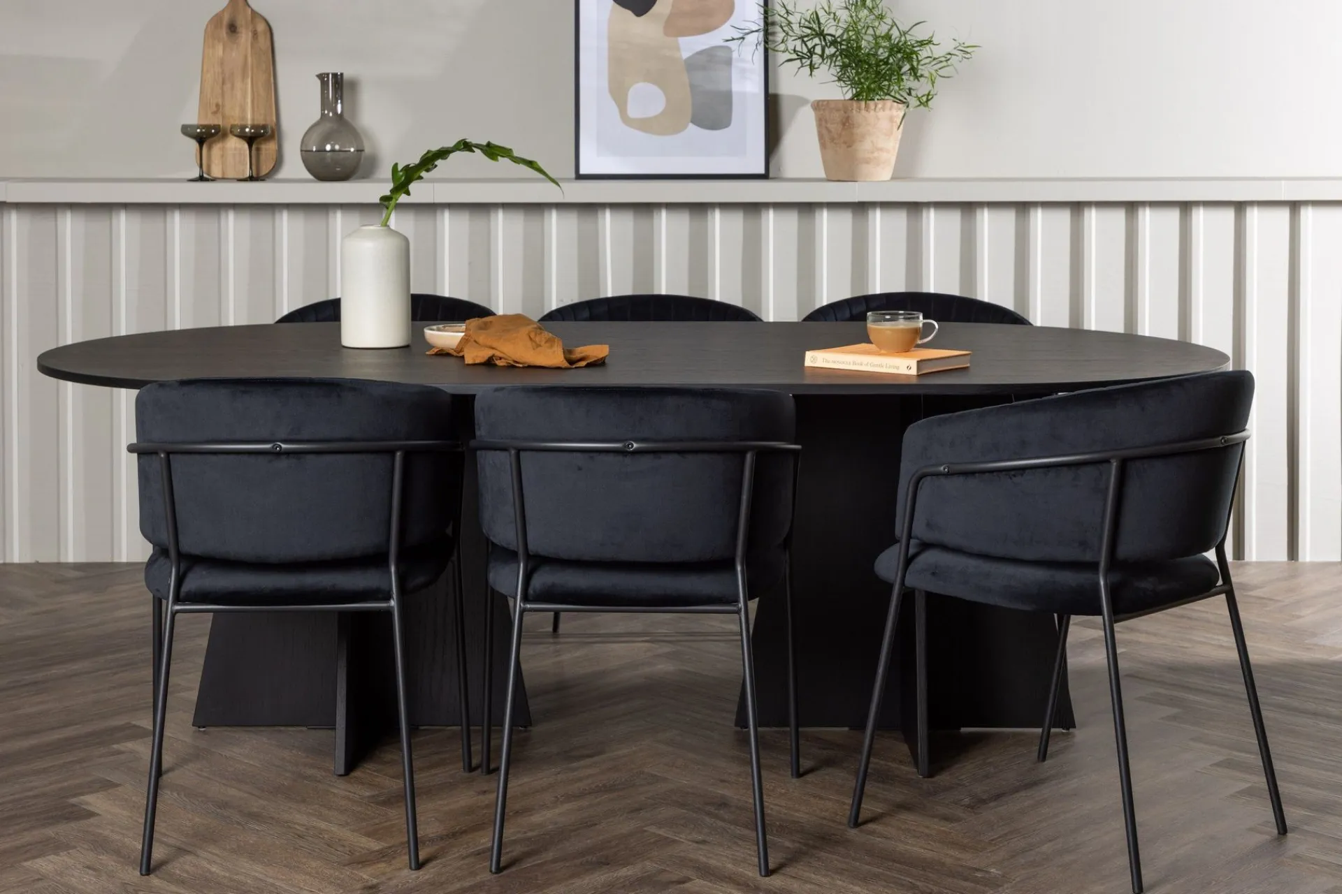 Venture Home Spisegrupper-Bootcut Matgruppe 230 cm Oval med 6 Selma Stoler Svart