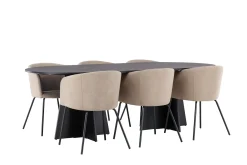 Venture Home Bootcut Matgruppe 230 cm Rektangulær med 6 Berit stoler