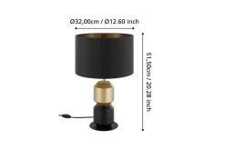 Eglo Nattbordslampe|Bordlampe-Bordlampe Laurignano Svart/Gull Svart,Messing
