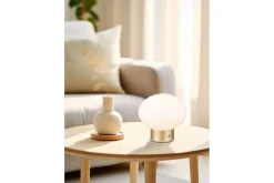 Trio Lighting Nattbordslampe|Bordlampe-Bordlampe TRIO Earl Matt messing/hvit Hvit,Messing