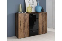 Sideboard & Skjenker-Bovera skjenk 38x132 cm Teak,Svart