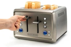 Black+Decker Brødrister 4 spor 1960W børstet stål