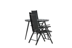 Venture Home Cafesett|Balkonggrupper-Break Cafésett Rundt Ø90 cm + 2 Break Posisjonsstol Svart