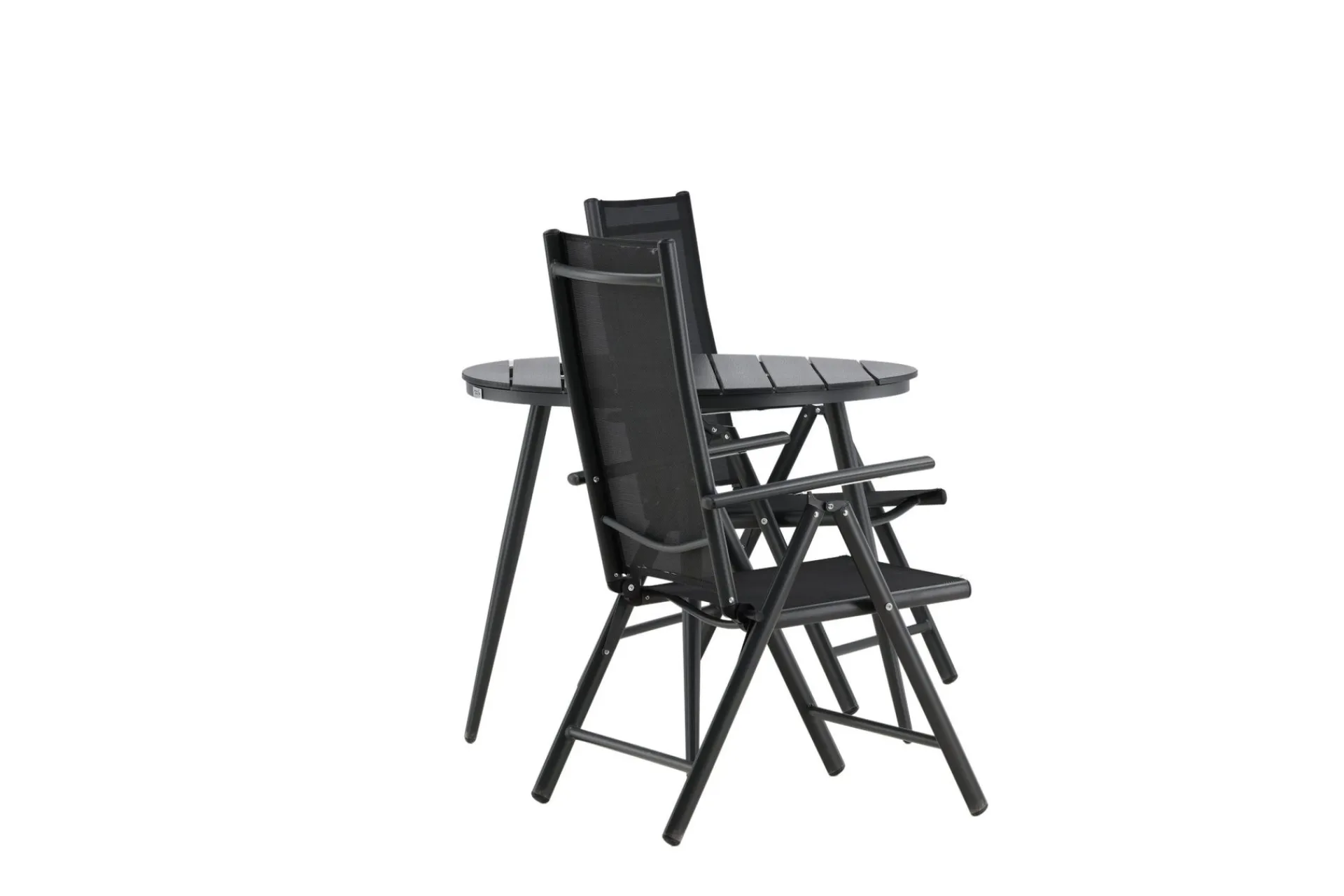 Venture Home Cafesett|Balkonggrupper-Break Cafésett Rundt Ø90 cm + 2 Break Posisjonsstol Svart