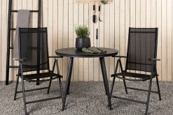 Venture Home Cafesett|Balkonggrupper-Break Cafésett Rundt Ø90 cm + 2 Break Posisjonsstol Svart