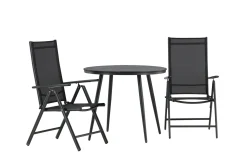 Venture Home Cafesett|Balkonggrupper-Break Cafésett Rundt Ø90 cm + 2 Break Posisjonsstol Svart