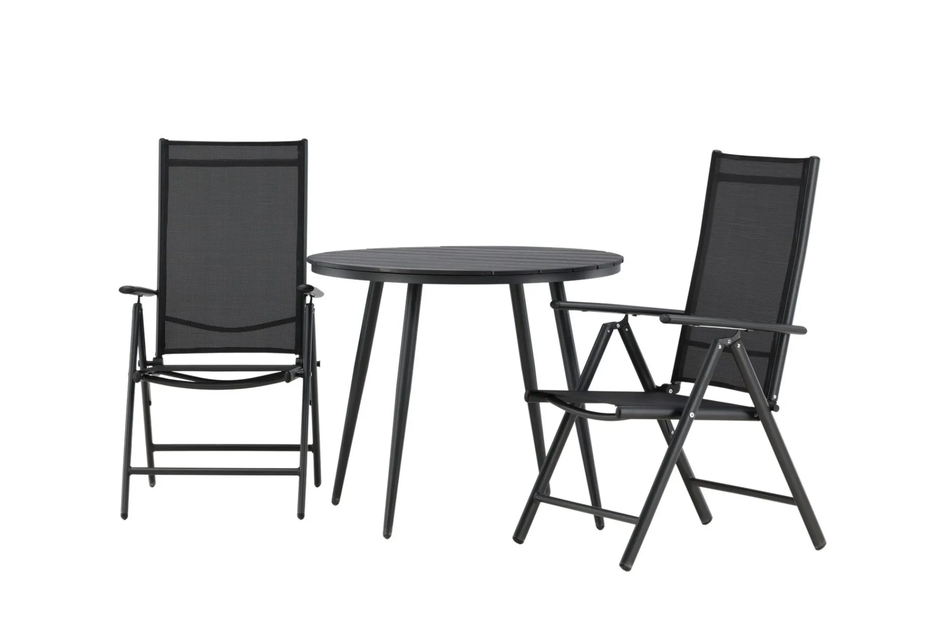 Venture Home Cafesett|Balkonggrupper-Break Cafésett Rundt Ø90 cm + 2 Break Posisjonsstol Svart