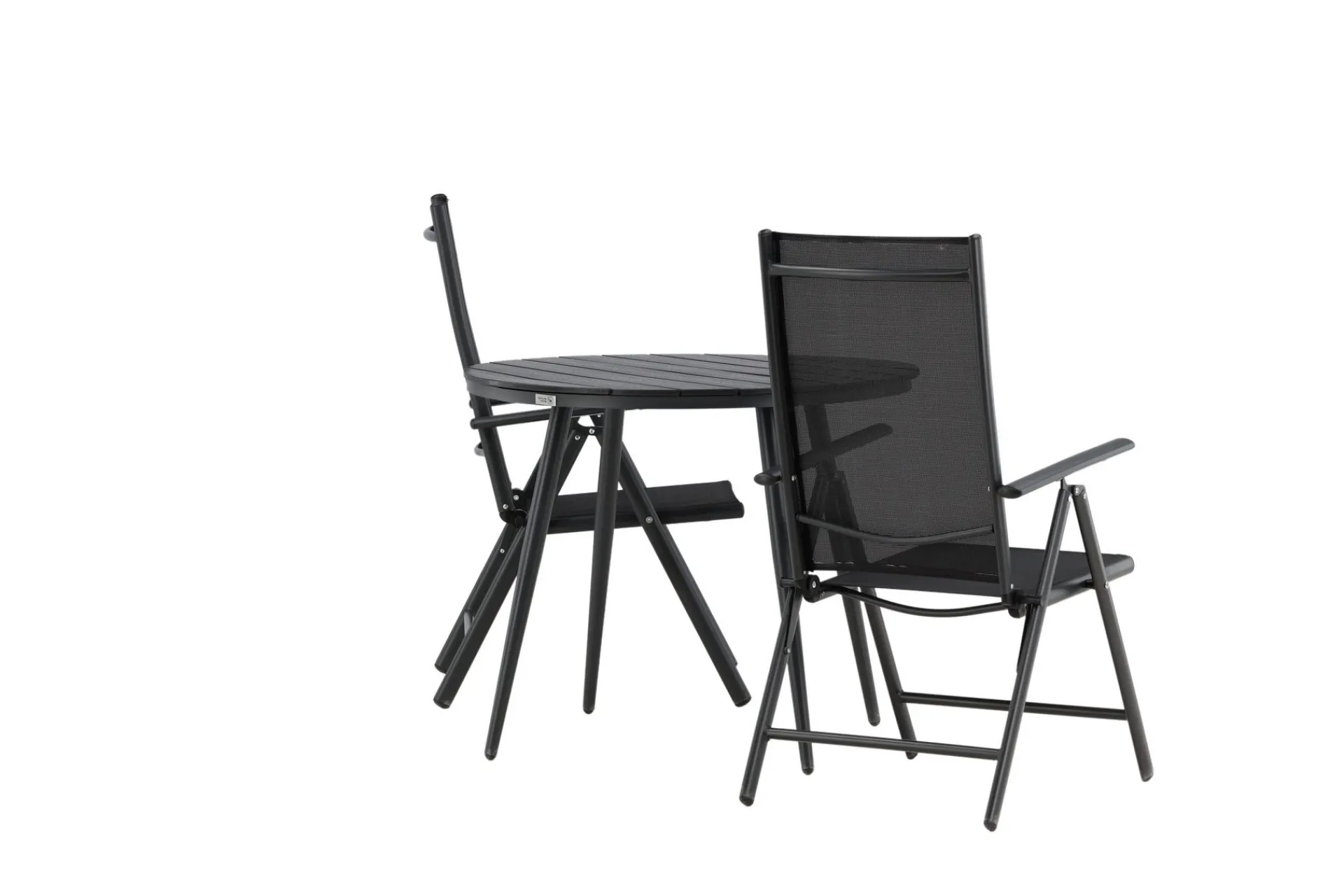 Venture Home Cafesett|Balkonggrupper-Break Cafésett Rundt Ø90 cm + 2 Break Posisjonsstol Svart