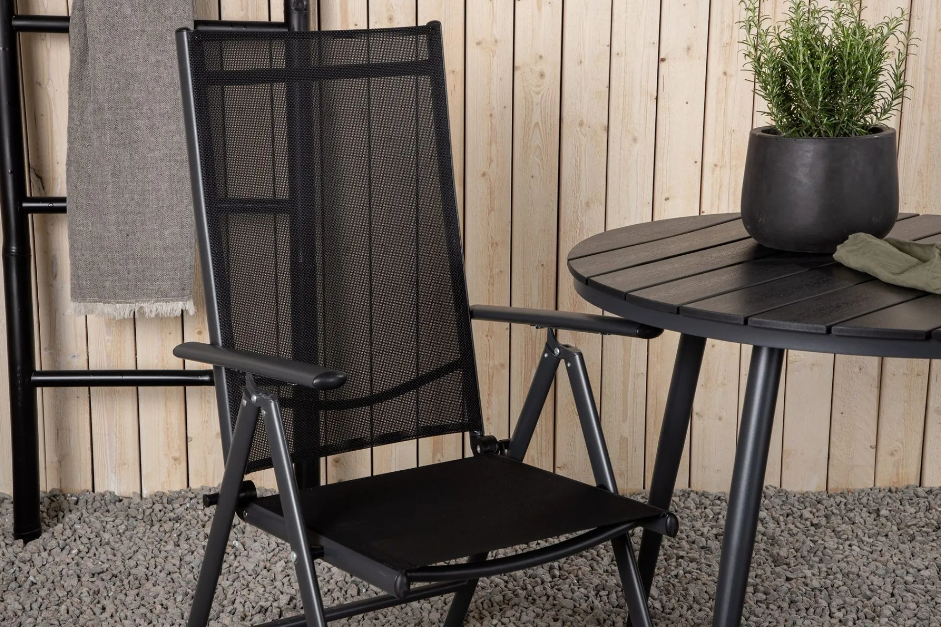 Venture Home Cafesett|Balkonggrupper-Break Cafésett Rundt Ø90 cm + 2 Break Posisjonsstol Svart