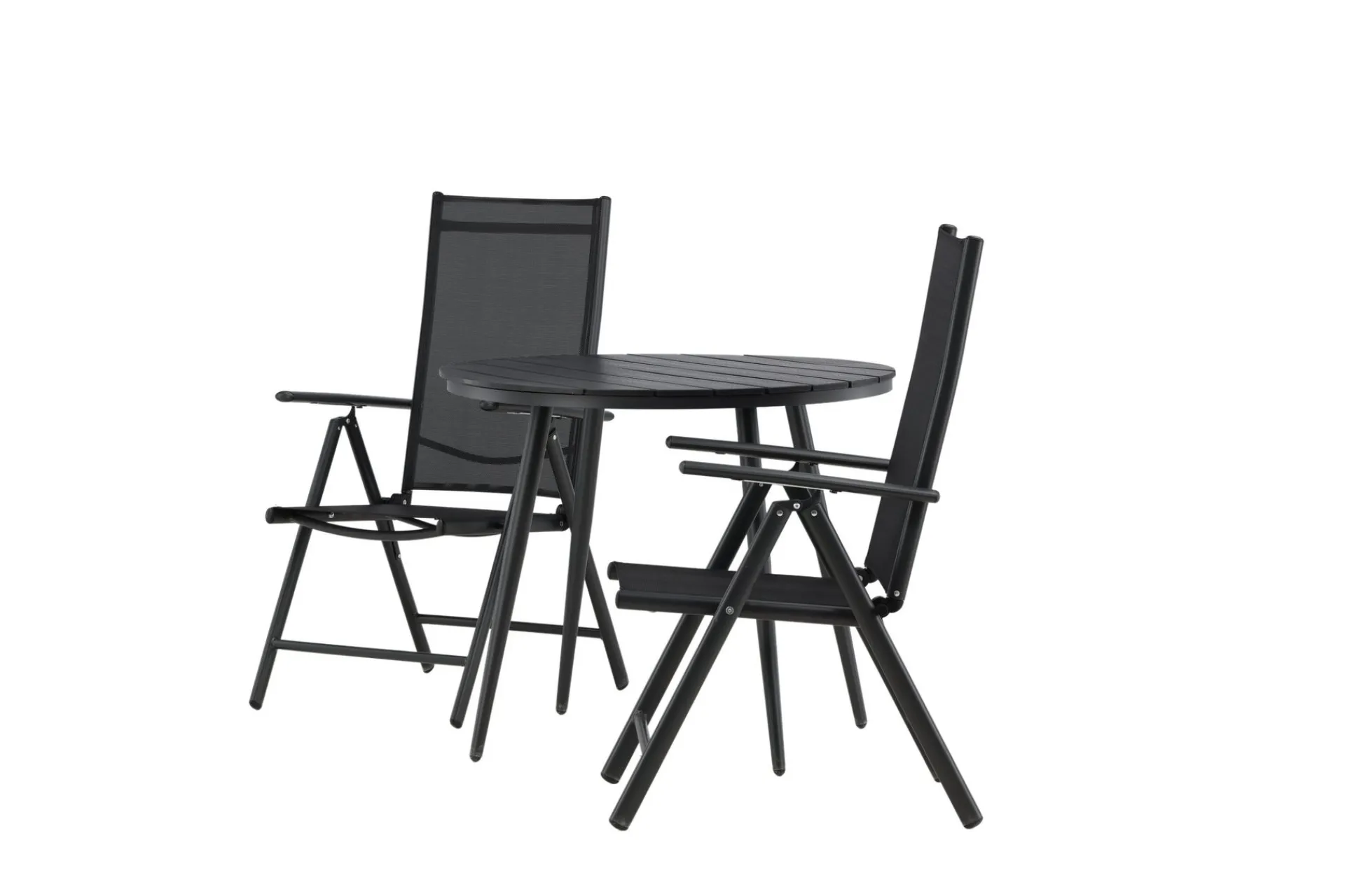 Venture Home Cafesett|Balkonggrupper-Break Cafésett Rundt Ø90 cm + 2 Break Posisjonsstol Svart