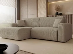 Velour Sofa & Fløyel Sofa|Sovesofaer-Brenor Sovesofa med sjeselong 3-seter Mørk beige