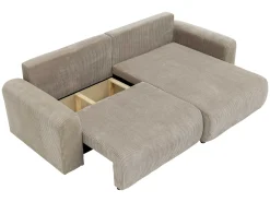 Velour Sofa & Fløyel Sofa|Sovesofaer-Brenor Sovesofa med sjeselong 3-seter Mørk beige
