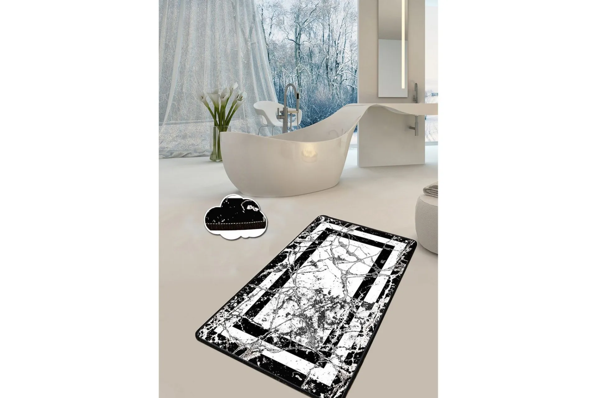 Baderomsmatte|Baderomsmatte-Brinmor Baderomsmatte 70x120 cm Rund Svart