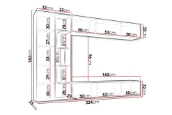 Bulet TV-møbelsett 224x33 cm