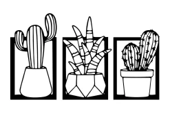 Skilt-Cacti Veggdekor Svart