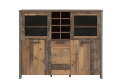 Vitrineskap|Skap-Cadle Vitrineskap 151 cm Brun,Grey