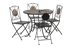 Cafesett MOSAIC bord og 4 stoler metall/svart