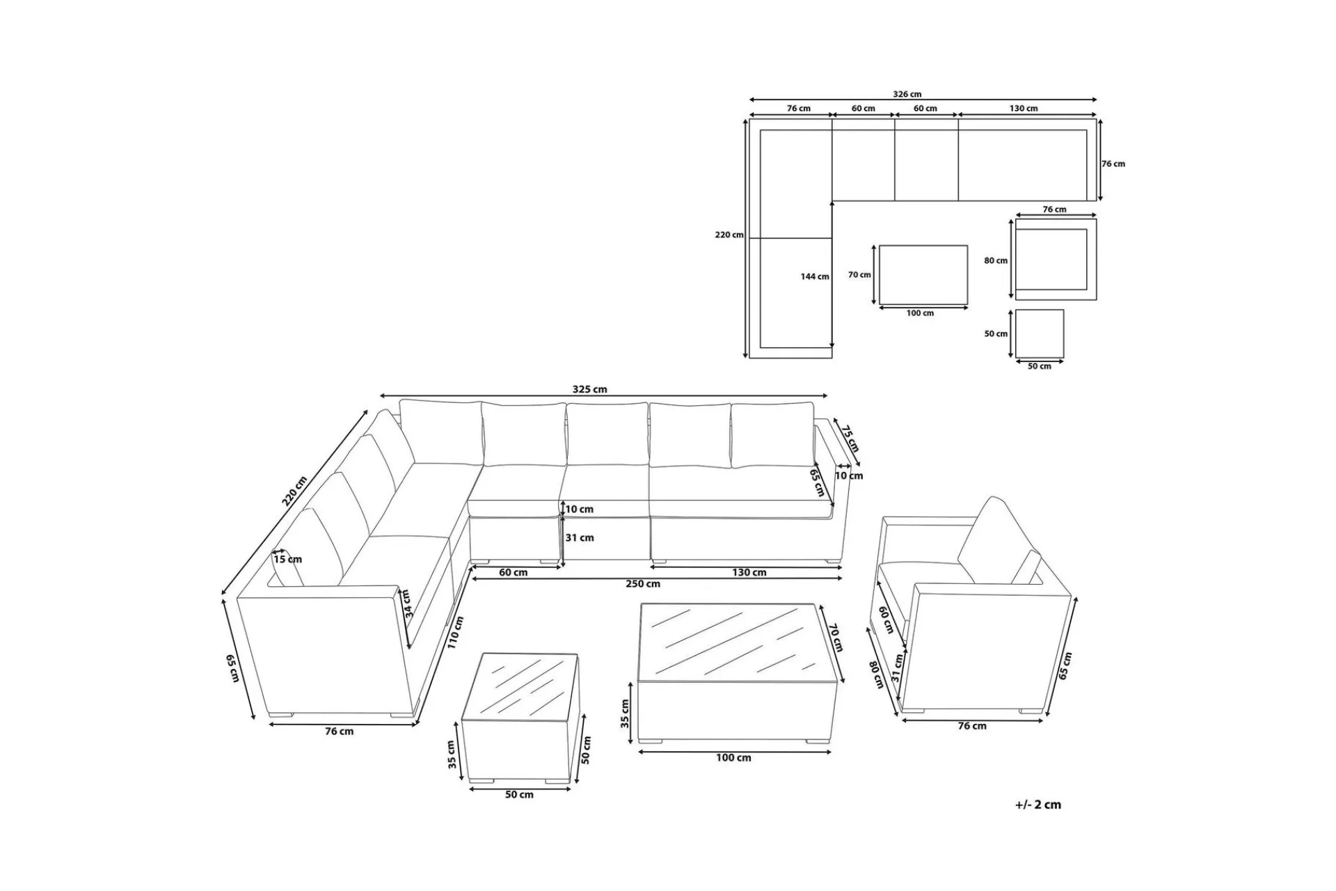 Lounge Sofa|Lounge Sofa-Calizza Loungegruppe Kunstrotting Brun