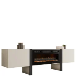 Tv-Benk & Mediabenk-Calvenn TV-benk med Peis 200 cm beige