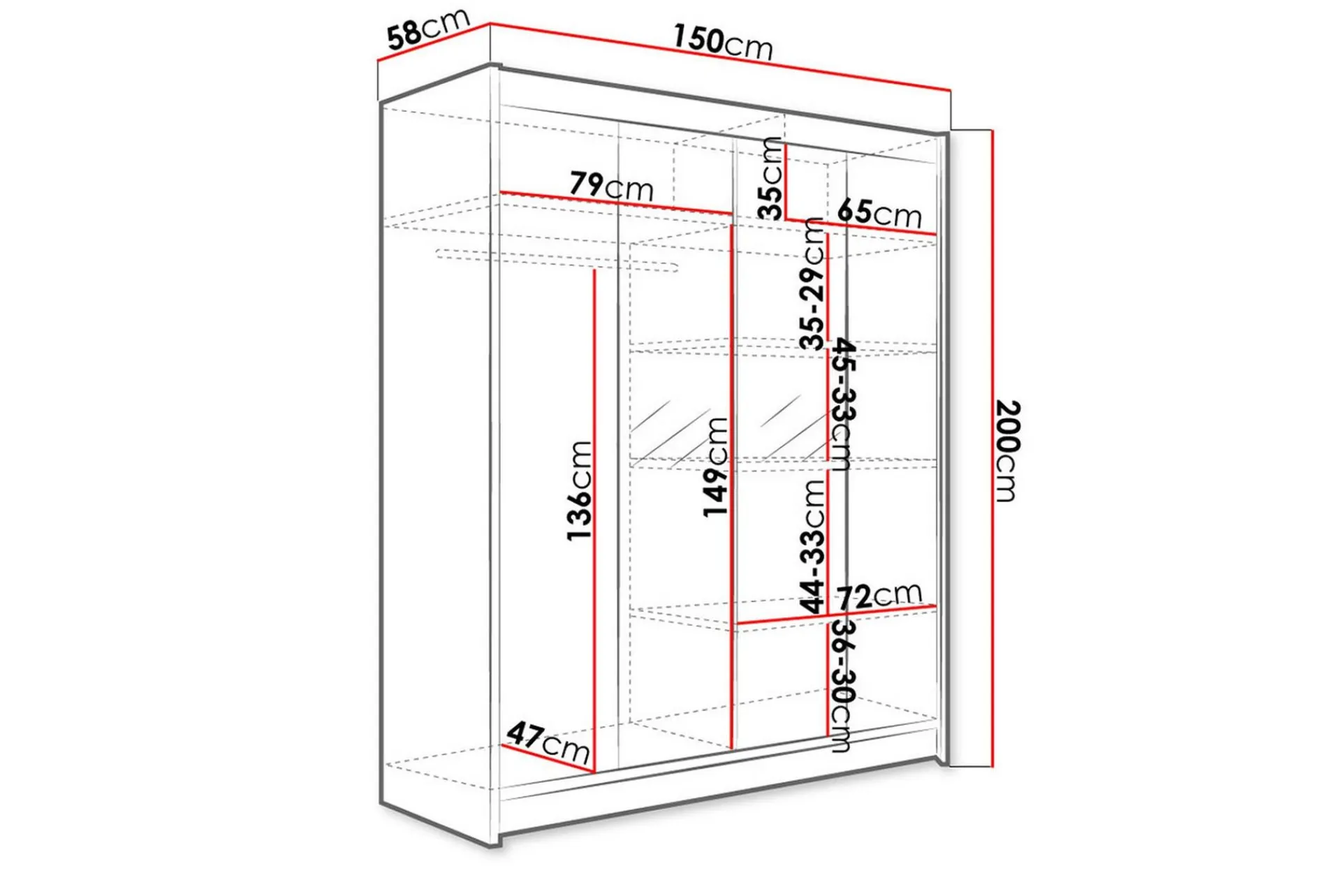Camino Garderobe 150x58x200 cm