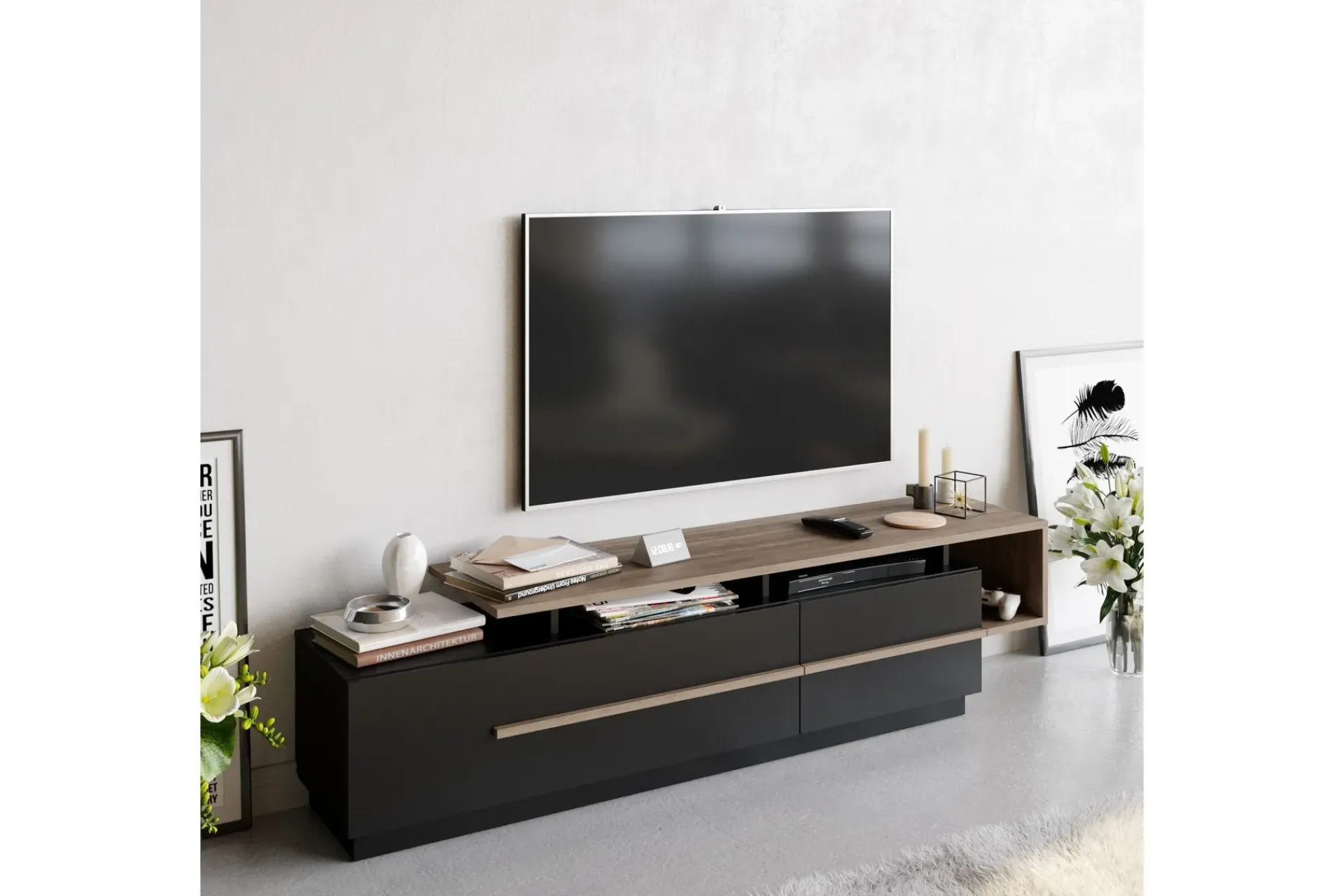 Tv-Benk & Mediabenk-Campora Tv-benk 180 cm Svart