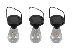 Trio Lighting Campus Hengelampe Solcell med skumringssensor 3 st Mattsvart