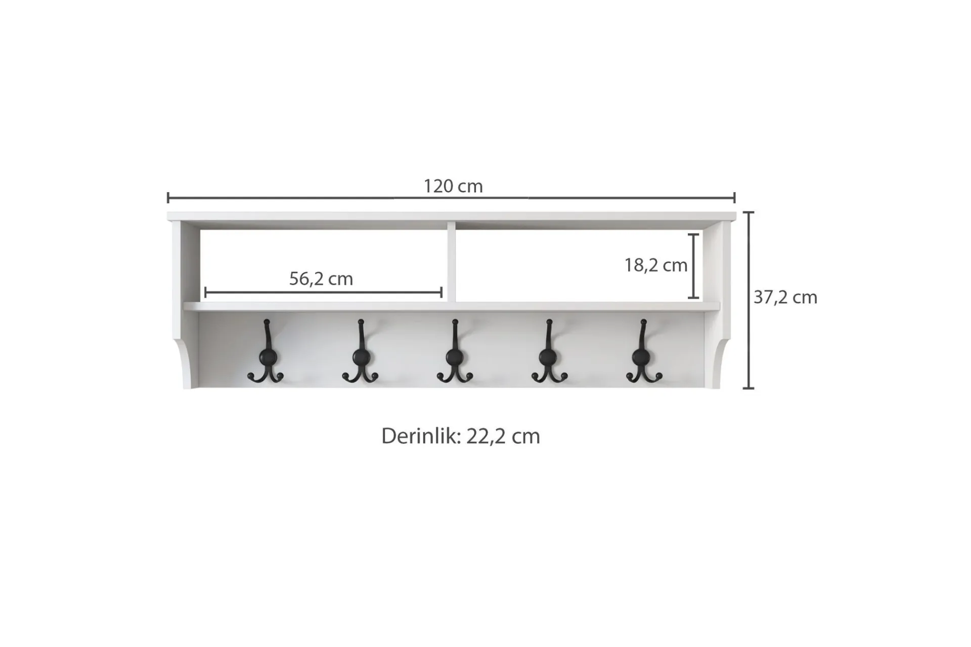 Knaggerekke-Caraway Kroklist 22x120 cm Hvit