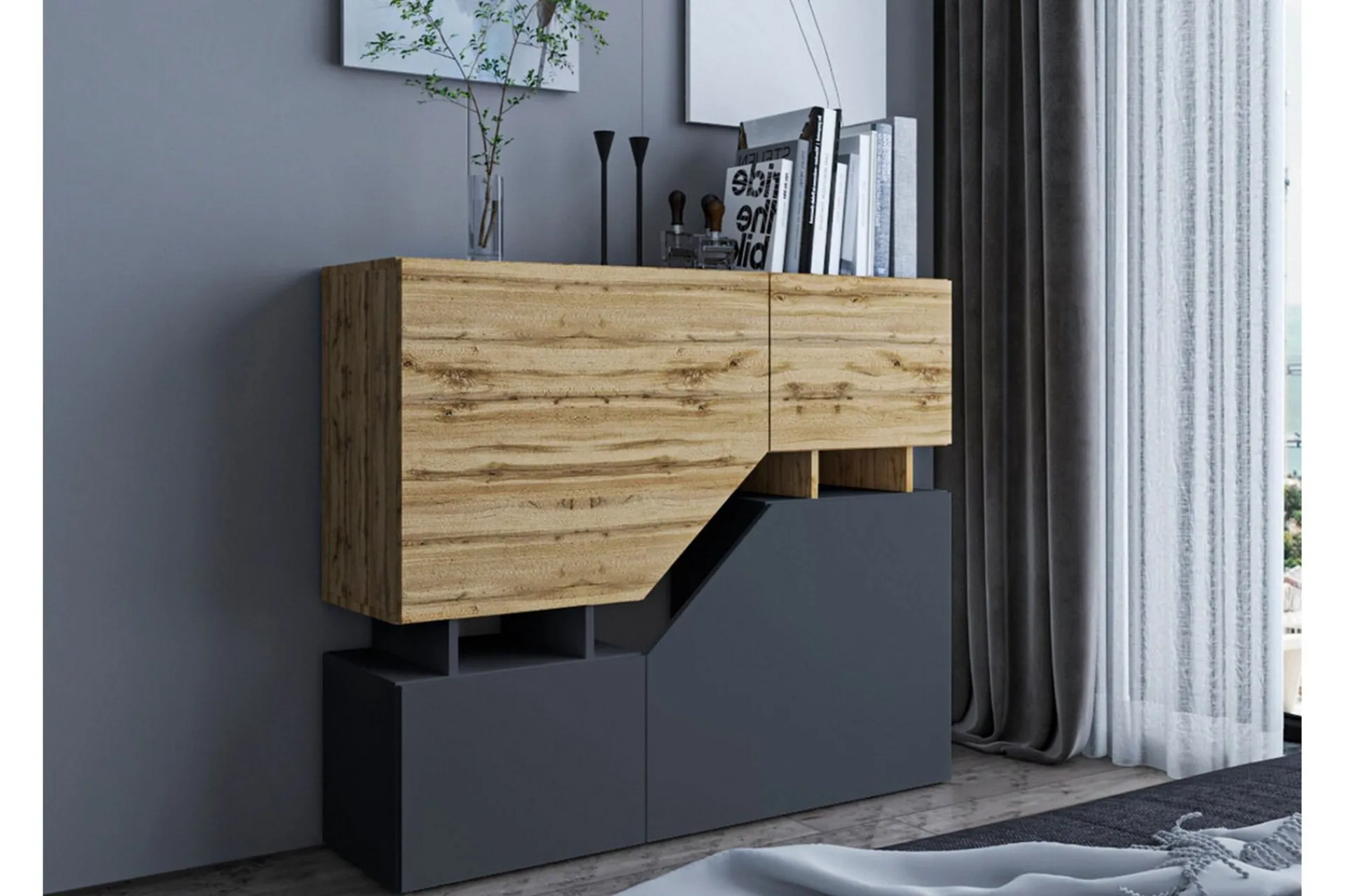 Oppbevaringsskap|Skap-Carbost Highboard Anthracite Antracit