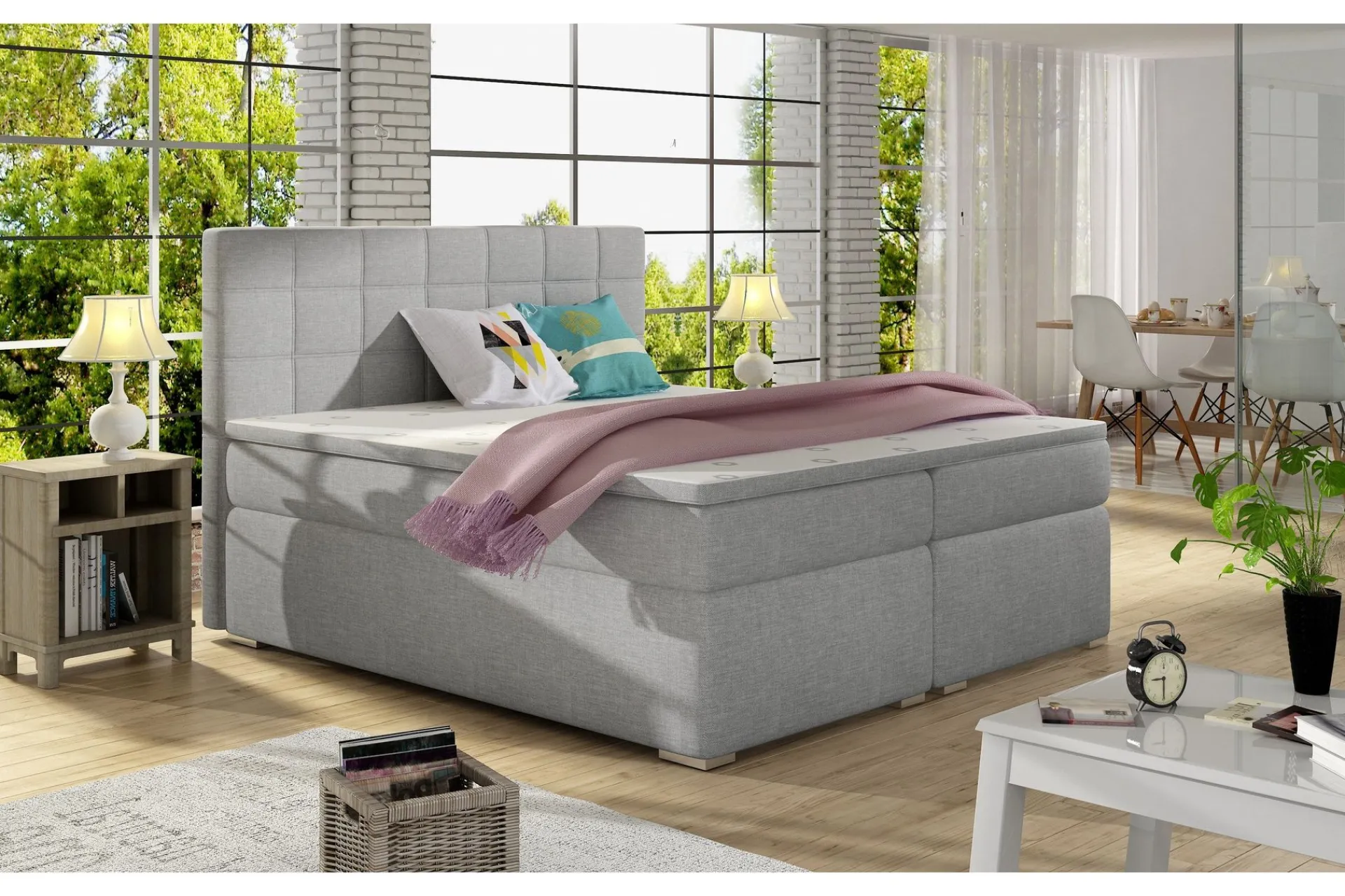 Kontinentalsenger|Seng Med Oppbevaring-Cassaundra Rammeseng 180x200 cm Grey